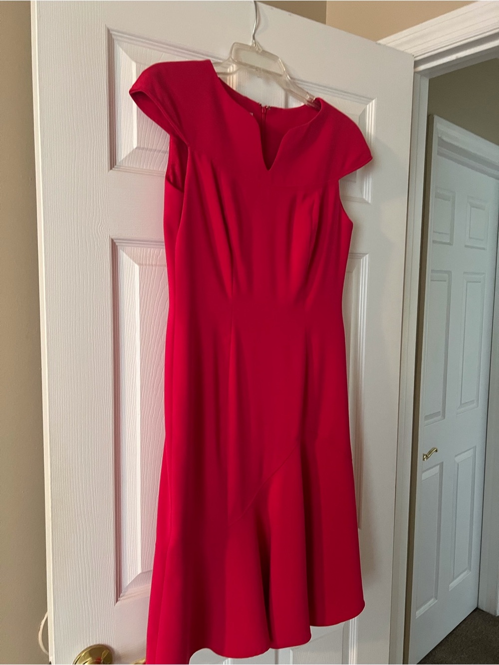 Anne Klein Vibrant Red Cap-Sleeve Midi Dress
